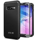 SURITCH for Samsung Galaxy S10 Plus Case, [Built-in Screen Protector] 360° Full Protection Military Grade Shockproof Rugged Bumper Thick Protective Phone Cover for Samsung S10 Plus 6.4 Inch - Black