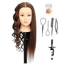 BLTYXT 20-22'' Mannequin Head with Real Human Hair Long Straight Hair Hairdressing Practice Training Head Cosmetology Hair Styling Head