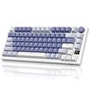 RK ROYAL KLUDGE M75 Mechanical Keyboard, 2.4GHz Wireless/Bluetooth/USB-C Wired Gaming Keyboard 75% Layout 81 Keys with OLED Smart Display & Knob, RGB Backlight Hot-Swappable Fast Silver Switch