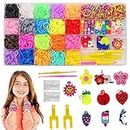PATPAT® 1150+ 20 Color Rubber Loom Bands Kit, DIY Rainbow Rubber Bands Bracelets Making Kit for Girls Kids Gift, Include Rubber Bands, Charms, Hooks, Beads, Crochet, Loom, Clips Accessories Craft Set
