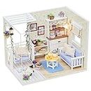 Amasawa Modèle de Maison de Poupée Bricolage,Creative DIY Kit Maison Dollhouse Miniature avec des Meubles DIY Kit Dollhouse en Bois pour Romantique Création Cadeau