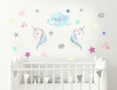 Set unicorno personalizzato adesivo da parete decalcomania da parete arte casa camera da letto ragazze WC352