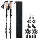 Optifit® 53in Trekking Pole for Men Women with Storage Bag, Collapsible Stick and Adjustable Ultralight Travel Trekking Sticks for Hiking Climbing Skiing Travel Essentials(Pack of 2)