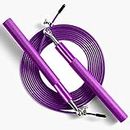 Purple Speed Jump Rope for fitness - Adjustable skipping rope- Tangle-Free-360° Swivel Ball Bearing-Aluminum Anti Skipping Handle -Training Sports Exercises -suitable for kids and adults (Purple)