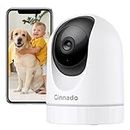 Cinnado WiFi Security Camera Indoor - 2K Pet Dog Cameras House Security with APP for Baby Monitor Home CCTV Wireless 360°, Motion Tracking, Smart Siren, IR Night Vision, Work with Alexa, D1