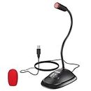 USB Computer Microphone, Plug&Play Cardioid Condenser PC Laptop Mic, On/Off and Mute Buttons with LED Indicator, Compatible with Windows/Mac, Ideal for YouTube,Zoom,Recording,Games (6ft)