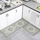 LXTOPN Kitchen Mat 2 Piece Non Slip Kitchen Rug Set, Washable Runner Set for Hallway, Dining Room and Entryway