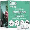 Metene Lens Cleaning Wipes, 300 Pre-Moistened and Individually Wrapped Eyeglass Wipes, Glasses Cleaner -Great for Eyeglasses, Camera Lens, Tablets, Phone, Computer Screen and Other Delicate Surfaces