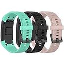 Bands Fit for Garmin Vivosmart HR for Women Men, Silicone Replacement Watch Band Straps Bracelet Accessories with Screwdriver Fit for Garmin Vivosmart HR, NOT for Vivosmart HR+ (Pink Black Green)