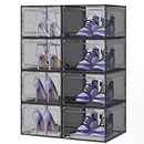 JOISCOPE Shoe Organiser PET Magnetic Transparent Plastic Shoe Box (Men's/Women's) Stackable Shoe Organiser, Multi-Functional Storage, Fits 34 * 27 * 20 cm Size, 8 Pcs.