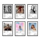 CodersParadise Taylor Swift 1 Wall Poster Frames - Pack Of 6 | 8 x 12cm (A4 Size) | Aesthetic Artwork Framed Posters | Framed Posters For Living Room, Bedroom, Home And Office