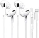 Ussnuler 2 Pack Apple Earbuds for iPhone Headphones Wired Lightning Earphone [ MFi Certified](Microphone & Volume Control) Noise Cancelling Wired Headphones for iPhone 14/13/SE/12/8/7 All iOS Systems