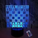 Optical Illusion 3D Chess Night Light 16 Colors Changing USB Power Remote Control Touch Switch Decor Lamp LED Table Desk Lamp Brithday Children Kids Christmas Xmas Gift