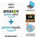 6 MONTHS AMAZON PRIME VIDEO PRIME MUSIC WORKS WORLDWIDE FAST DELIVER