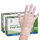 [200 Pack] Clear Powder Free Vinyl Disposable Gloves - Large