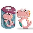 Baybee Silicone Teether for Baby, BPA Free 100% Food Grade Silicone Teether for Babies to Soothe Their Gums, Easy to Grasp Chew, Teething Toy, Teether for 6 to 12 Months Baby Infant (Dinosaur Pink)