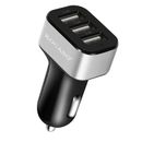 Fresh Fab Finds Triple USB Car Charger - 30W, 5.5A - iPhone XS/XS Max/8 Plus, Galaxy S7/S6 - Compact - Silver