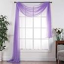 LuxuryDiscounts Beautiful Elegant Solid Lilac Sheer Scarf Valance Topper 40" X 216" Long Window Treatment Scarves