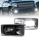 BUNKER INDUST LED Fog Lights Compitable for 2007 2008 2009 2010 2011 2012 2013 2014 Chevy Silverado Tahoe, 30W Bright LED Projector Driving Bumper Fog Lamp Kit OEM Replacement