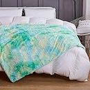 COCOPLAY W Faux Fur Throw Blanket, Super Soft Fuzzy Lightweight Luxurious Cozy Warm Fluffy Plush Sherpa Dark Pink Rainbow Microfiber Blanket for Bed Couch Living Room (Aqua, Throw(50"x65"))