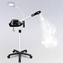 Professional Facial Steamer, 2 in 1 Ozone Facial Steamer on Wheels, with 5X Magnifying Lamp, Facial Steamer with Time Setting, Stand Facial Steamer Adjustable Height for Spa, Salon and at Home use