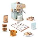 Pithfor Kids Wooden Coffee Maker Toy, Wooden Play Kitchen Appliances & Accessories Toy for Kids Toddlers, Gift for Girls Boys