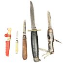Bulk Lot Of 5 Vintage Rusty Folding & Straight Pocket Knifes Mixed German Aus