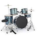 Ktaxon 5-Piece Adult Drum Set, 22 Inch Full-Size Drums Kit with Cymbal Stands, Hi-hat Stand, Sticks, Drum Pedal, Stool & Floor Tom for Beginner Teens Student (Blue)