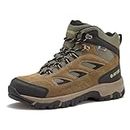 HI-TEC Yosemite WP Mid Waterproof Hiking Boots for Men, Lightweight Breathable Outdoor Trekking Shoes, Dark Green, 12
