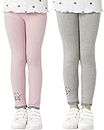 Adorel Leggings Pantaloni Lunghi Cotone Gatto Bambina Confezione da 2 Rosa e Grigio 9-10 Anni (Dimensione del Produttore 150)