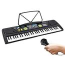 Pyle, Digital Portable 61 Key Piano, Learning Keyboard for Beginners w/Drum Pad, Recording, Microphone, Music Sheet Stand, Built-in Speaker-PKBRD6111.6, Black, (PKBRD6111.6)