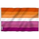 Anley Bandiera Fly Breeze 3x5 Piedi Sunset Lesbian Pride - Colore vivido e Resistente allo sbiadimento UV - Header in Tela e Doppia Cucitura - Sunset Pride con Anelli di Tenuta in Ottone 3 X 5 Ft