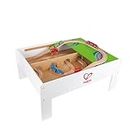 Hape Railway Play and Stow Storage and Activity Table for Wooden Trainsets, Multi Color, L: 35.4, W: 27.8, H: 15.7 inch", 2 Pieces