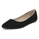 DREAM PAIRS Sole-Classic Women's Casual Pointed Toe Ballet Pumps Slip On Ballerina Flats Shoes Black Nubuck Size 9 US/ 7 UK