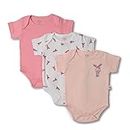 TrueYarn 100% Cotton Onesies for Baby Girls and Baby Boys | New Born Baby Clothes | Super Soft Rompers for Infants | Pack of 3 | Size 9-12 months (Multi-Coloured)