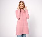 Denim & Co. Women's Sleepwear Sz M Dream Fleece Hooded Tunic Pink A630349