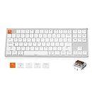 Low Profile Mechanical Keyboard for Mac, 87 Keys Brown Switch White Backlit Apple Keyboard Type-C Wired, Ultra-Slim Quiet Gaming Computer Keyboard for MacBook Pro/Air, iMac, Mac Mini, White Silver