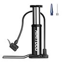 Bike Pump, Mini Bicycle Pump Portable Bike Floor Pump with Presta and Schrader Valves Aluminum Alloy Floor Bicycle Air Pump Compact Mini Bike Tire Pump, Extra Valve and Gas Needle for All Bike -Black