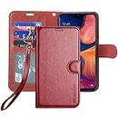ERAGLOW Galaxy A20 Case,Galaxy A30 Case,Premium PU Leather Wallet Flip Protective Phone Case Cover w/Card Slots & Kickstand for Samsung Galaxy A20/A30 2019 (Wine Red)