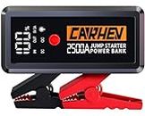 CARHEV Jump Starter Power Pack, 2500A Peak 21800mAh Car Battery Booster Jump Starter(up to 8.0L Gas and 8.0L Diesel Engine), 12V Portable Car Jump Starter Power Bank with LED Flashlight and USB QC 3.0