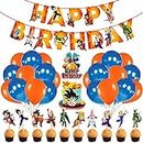 Zyozique Dragon Ball Z Birthday Party Supplies and Decorations for Boys Includes Cupcake Toppers Balloons Banner Cake Topper for Kids Pack of 37