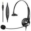 3.5mm Jack Cell Phone Headset with Microphone Noise Cancelling for PC Laptop, Wired Computer Headphones for iPhone Android Zoom Home Office Work School Classroom, in-line Control, Comfort-Fit