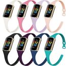 Fitbit-Charge-5-Bands for Women Men, Slim Thin Narrow Soft Silicone Band Stra...
