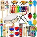 LOOIKOOS Toddler Musical Instruments,Wooden Percussion Instruments Toy for Kids Baby Preschool Educational Musical Toys Set for Boys and Girls with Storage Bag