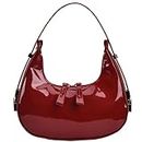 Women Cute Small y2k Hobo Shoulder Bag Fashion Clutch Purse Crescent Moon Handbags with Zipper & Adjustable Strap(Red)