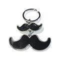 LA BELLEZA Design Double Moustache Metal Keychain Keyring Mooch Mustache Key Ring(Rhodium & Black)