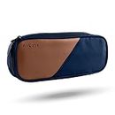 AirCase Travel Organizer Kit Bag for Office Supplies/Accessories/Toiletry, Easy to Clean Nylon & PU Leather Storage Pouch for Men & Women, Blue - 6 Month Warranty