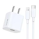 iPhone Fast Charger - MFi Certified 6FT USB-C to Lightning Cable PD3.0 20W Type-C Quick Charging Block Super Rapid Speed Charge Plug and Cord Compatible with iPhone iPad 14 13 12 SE 11 Pro Max XS XR