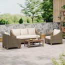 4-Piece Outdoor Conversation Sofa Set, Patio Rattan Sectional Sofa Set with Coffee Table and Cushions, 5-Person Conversation Set