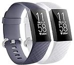 Meyaar Bands Compatible with Fitbit Charge 4 / Fitbit Charge 3 / Fitbit Charge 3 SE, Waterproof Replacement Watch Strap WristBand for Women Men (2 Pack Blue + White)
